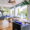 outdoor patio with seating tv and plants